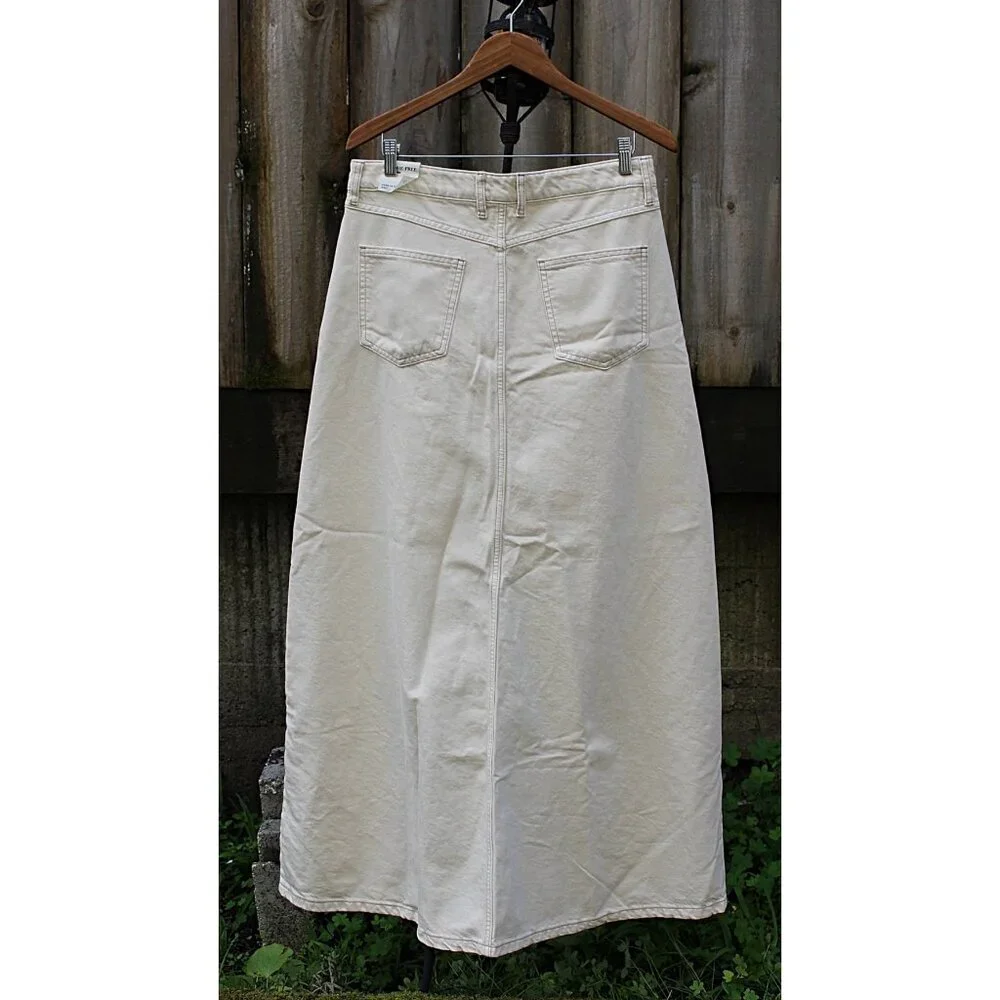 NEW Free People We the Free - Come As You Are Denim Maxi Skirt in WISP - sz 10 - Picture 5 of 11